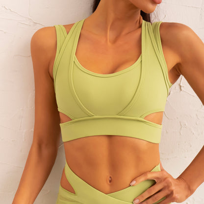 Hollow Out Cutout Bra & Fitness Shorts